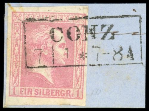 Preussen Ortsstempel 10a Briefstück CONZ, Ra2 a. Luxusbfst. 1 Sgr.