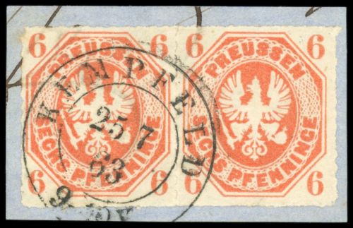 Preussen 15b (2) Briefstück 6 Pfg. rotorange