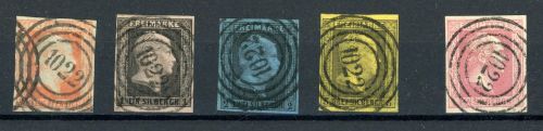 Preussen Nummernstempel 1-4,6 Gestempelt 1022 Neunkirchen/Saar