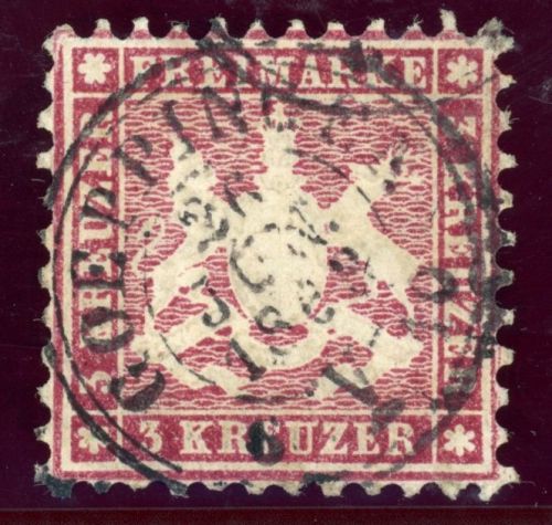 Württemberg 26d Gestempelt 3 Kr. lilarot saubergest. mit K3 GOEPPINGEN