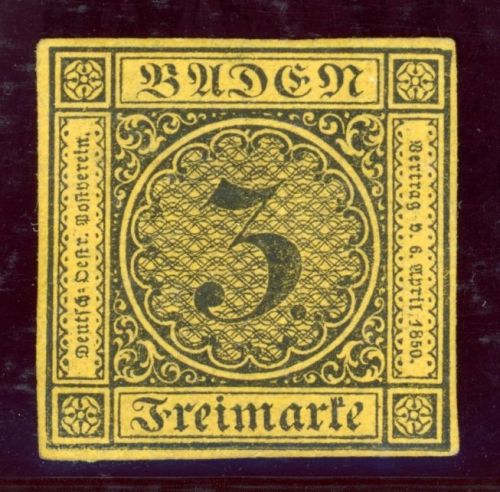 Baden 2aND Ungebraucht mit Falz Neudruck 3 Kr. schw./br