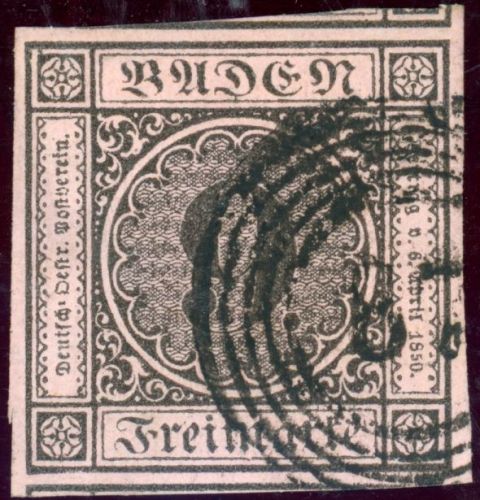 Baden 4b Gestempelt 9 Kr. schw./lilarosa