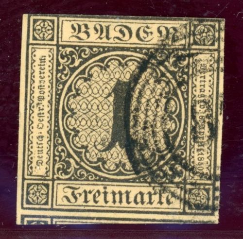 Baden 1b Gestempelt 1 Kr. schw./braun