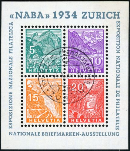 Schweiz Bl.1 Gestempelt NABA Block mit Sst., tadellos