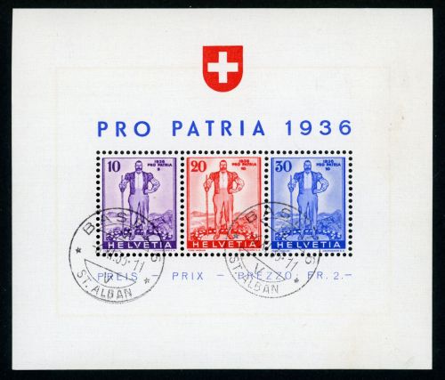 Schweiz Bl.2 Gestempelt Pro Patria Block, tadellos gest.