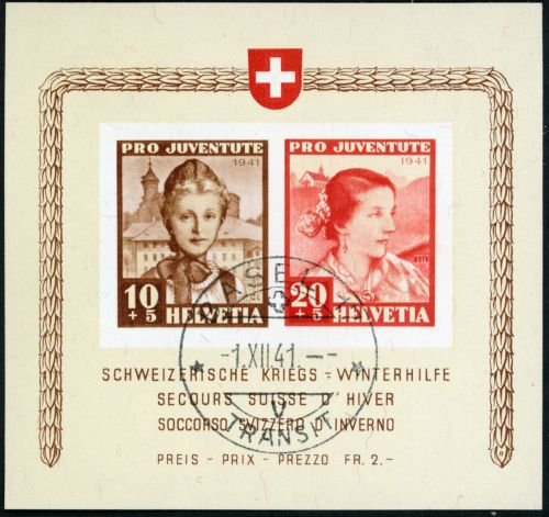 Schweiz Bl.6 Gestempelt PJ Block mit Ersttagsstempel Basel 1.XII: 41