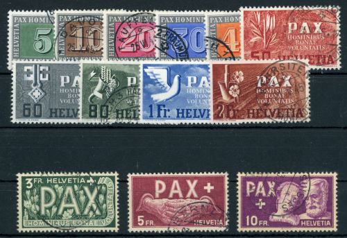 Schweiz 447-459 Gestempelt PAX-Serie kpl., tadellos gest.