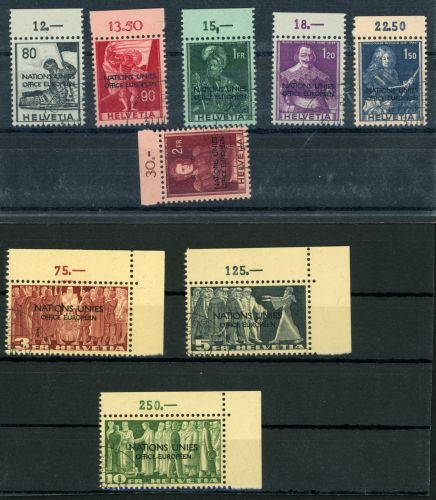 Europ. Amt Der Uno (Onu) 12-20 Gestempelt Aufdruckserie kpl.