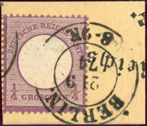Deutsches Reich 16 Briefstück 1/4 Gr. dkl'violett a. Kab-Bfst. mit K2 BERLIN...