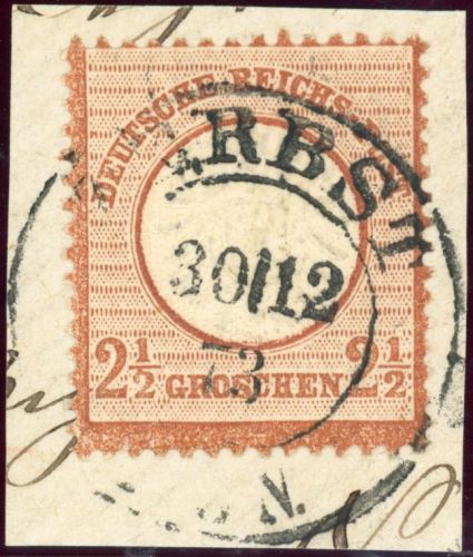 Deutsches Reich 21a Briefstück 2 1/2 Gr. rotbraun auf Luxusbfst. mit idealem...