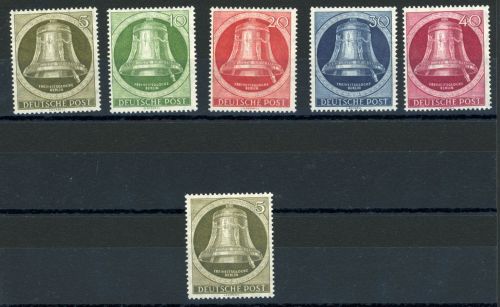 Berlin 82-86,82y Postfrisch Glocke rechts mit 5 Pfg. waager. Riffelung