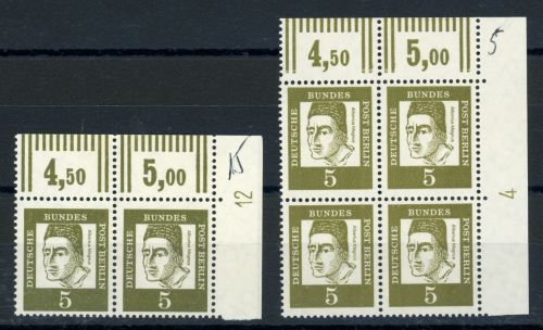 Berlin 199DZ (2) Postfrisch 5 Pfg., 2 versch. DZ 12 und 4 in re. Einheiten