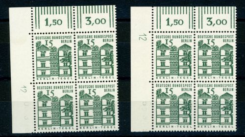 Berlin 243DZ (2) Postfrisch 15 Pfg. 2 linke obere ER-4erBlocks mit versch. DZ 12