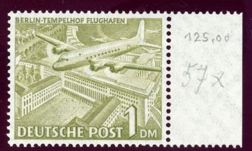 Berlin 57X Postfrisch 1 DM fall. Wz., tadellos postfr. re. Randst