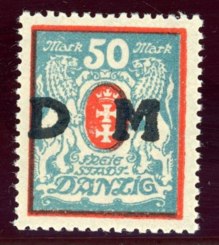Danzig - Dienstmarken 33XF Postfrisch 50 Mk. ohne Rosettenunterdruck