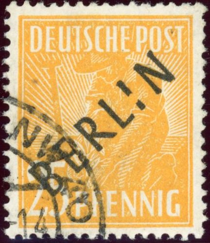 Berlin 10Plf. Gestempelt 25 Pfg. mit inter Abart "I gebrochen"