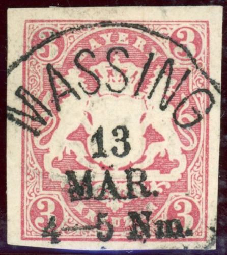 Bayern 15 Gestempelt 3 Kr. rosa, Luxusst