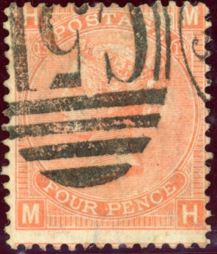 Grossbritannien 24Pl.13 Gestempelt 4 P. orangerot PL.13