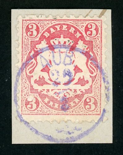 Bayern 23Y Briefstück 3 Kr. rosa a. Luxusbfst. mit viol. Zier-K1 AUB