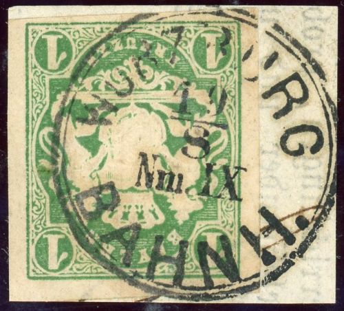 Bayern 14b Briefstück 1 Kr. dunkelgr