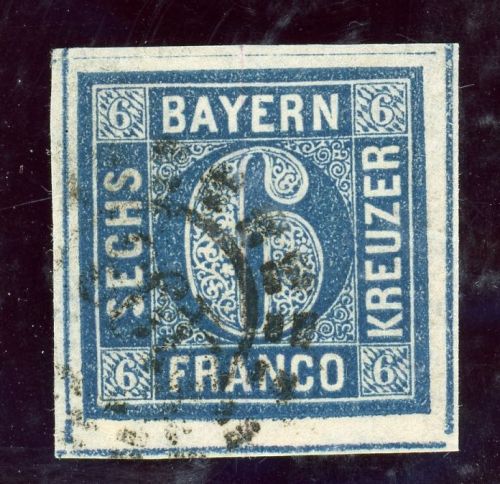 Bayern 10 Gestempelt 6 Kr. blau
