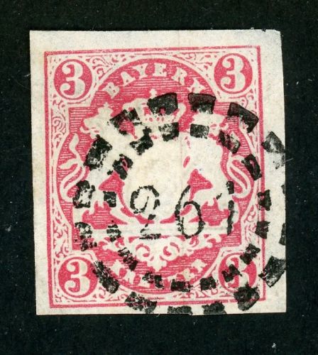 Bayern 15 Gestempelt 3 Kr. rosa mit idealem oMR 261