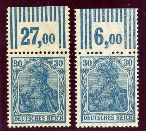 Deutsches Reich 144IIW (2) Postfrisch 30 Pfg. OR Walze