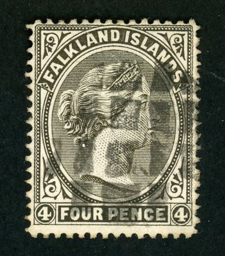 Falklandinseln 6Xa Gestempelt 4 P. grauschwarz, tadellos gest.
