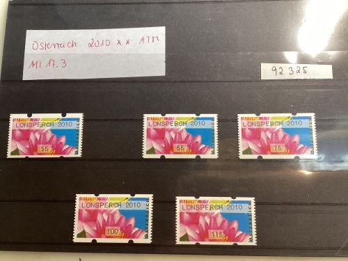 Österreich 2010, Mich.-Nr.: ATM 17.3 55- 65-75- 100-115 Lonsperch  **