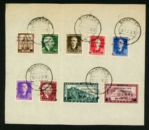 Albanien 359-367 Briefstück Aufdruckserie kpl. a. blanco-Blatt