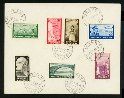 Albanien 313-321 Flp. kpl. a. blanco-Brief, Mi. lose 120
