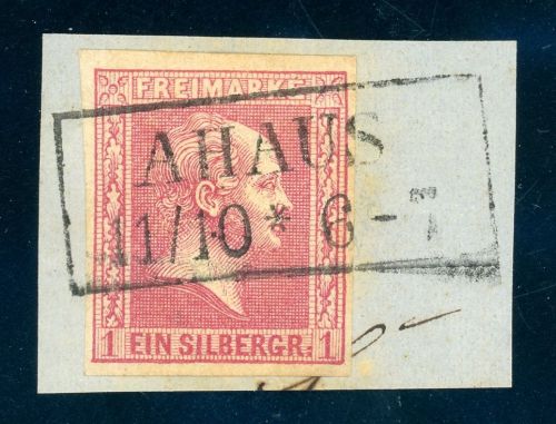 Preussen 10a Briefstück 1 Sgr. rosa auf Kab-Bfst. mit ra2 AHAUS