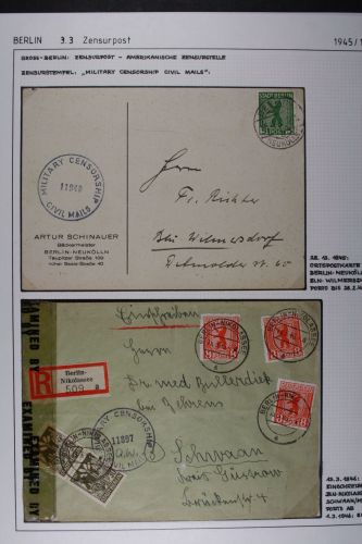 ZENSUREN 1945-1949, Sammlung von 30 Belegen nach und aus Berlin aus dem brit.