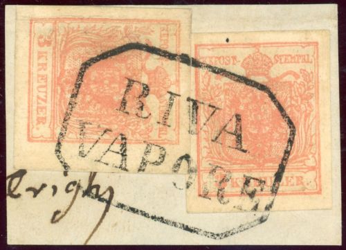 Österreich 3YIIIb (2) Briefstück Maschinenpapier