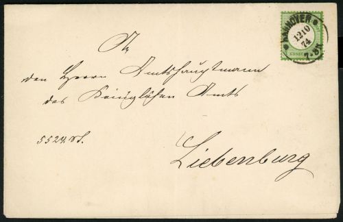 Deutsches Reich 17b Brief 1/3 Gr. tief dunkelgr