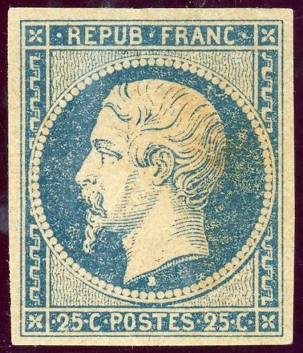 Frankreich 9E Ungebraucht ohne Gummi Essay 25 C. blau Perlure Papier