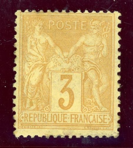 Frankreich 70 Ungebraucht mit Falz 3 C. gelbbraun, tadellos ungebr.
