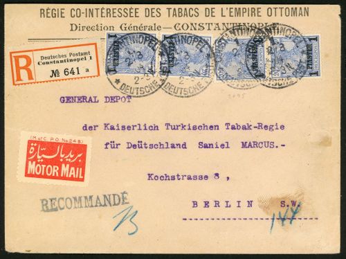 Deutsche Post In Der Türkei 13II (4) Brief 4mal 1 Piaster T. II als MeF au...