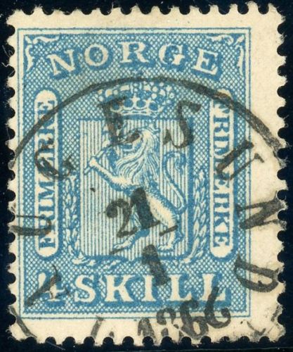 Norwegen 8 Gestempelt 4 Sk. blau, Luxusst