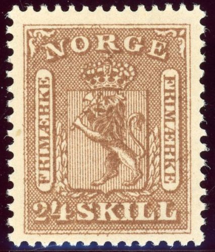 Norwegen 10 Postfrisch 24 Sk. braun, tadellos postfr. St