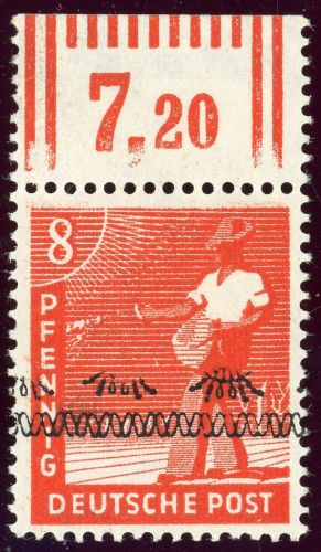 Bizone Band/Netz-Aufdrucke 38I Postfrisch 8 Pfg. Arb. Band