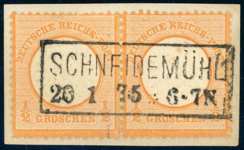 Deutsches Reich 18 (2) Briefstück 1/2 Gr. orange