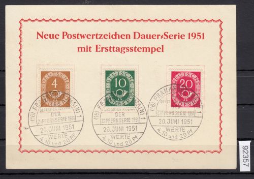 Bund 1951, Mich.-Nr.: 124+128+130 Erstagsbrief  Brief