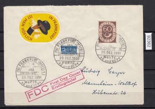 Bund 1951, Mich.-Nr.: 135 Erstagsbrief  Brief