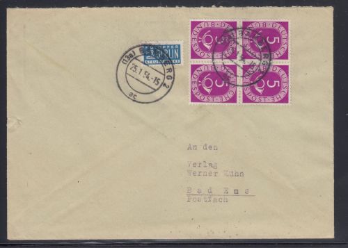 Bund 1951, Mich.-Nr.: 125 Mef   4er.-Block
