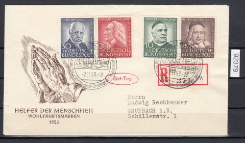 Bund 1953, Mich.-Nr.: 173-76 Erstagsbrief  Brief