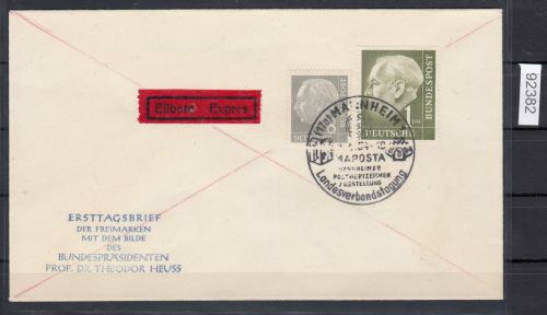 Bund 1954, Mich.-Nr.: 182+194  Erstagsbrief  FDC