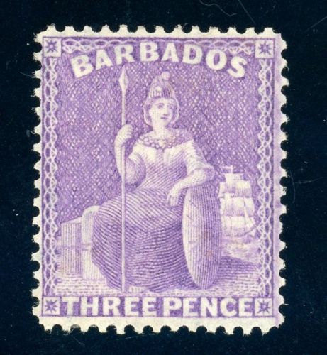 Barbados 27C Ungebraucht mit Falz 3 P. violett, tadellos ungebr.