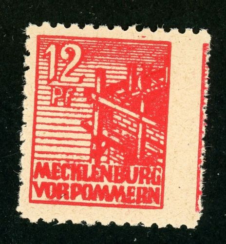 Sbz - Mecklenburg-Vorpommern 36zf Postfrisch 12 Pfg. dunkelrosa