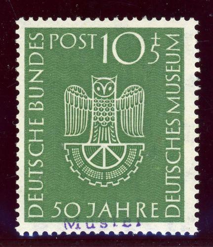 Bundesrepublik 163M Postfrisch 10 Pfg. Dt. Museum mit viol. Handstempel Muster